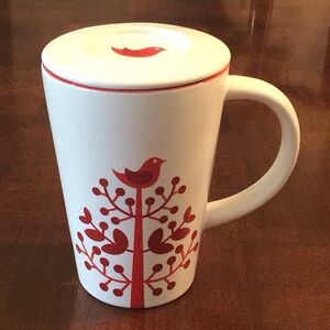 DavidsTea Davids Tea Red Bird on Tree The Perfect Cup 12 oz Ceramic Mug with Lid
